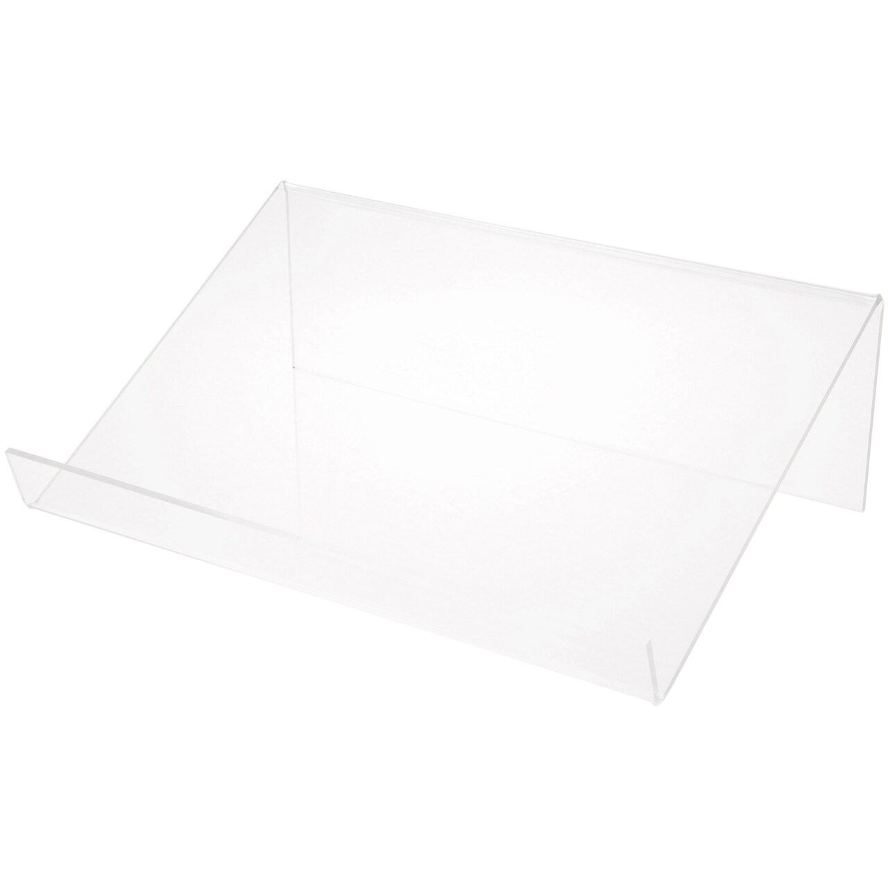 Plymor Clear Acrylic Slightly Elevated Book Display Stand with 1.75" Ledge, 15" W x 10" D x 5" H